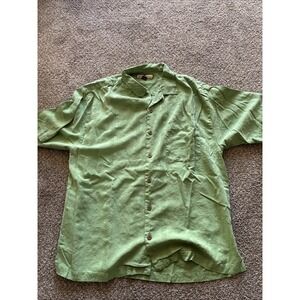 Mens Tommy Bahama Green Button Up T-Shirt Size Large